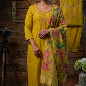 Roman Silk Hand Work 3-Piece Suit Set with Digital Printed Dupatta