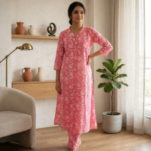 Heavy Rayon Print A-Line Cut Palazzo Set with Pocket