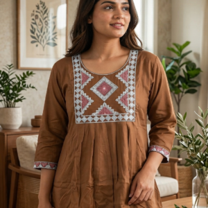 Embroidered Short Kurti Top for Women