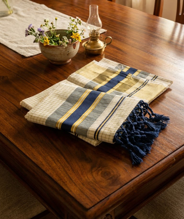 Cotton Fancy Checked Set Mundu - Image 2