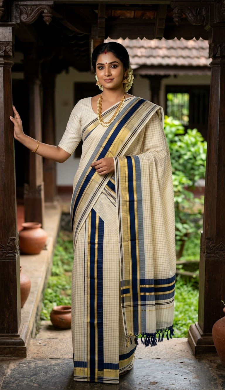 Cotton Fancy Checked Set Mundu